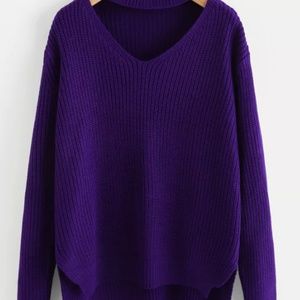 Purple choker scoop neck oversized sweater *NEW*